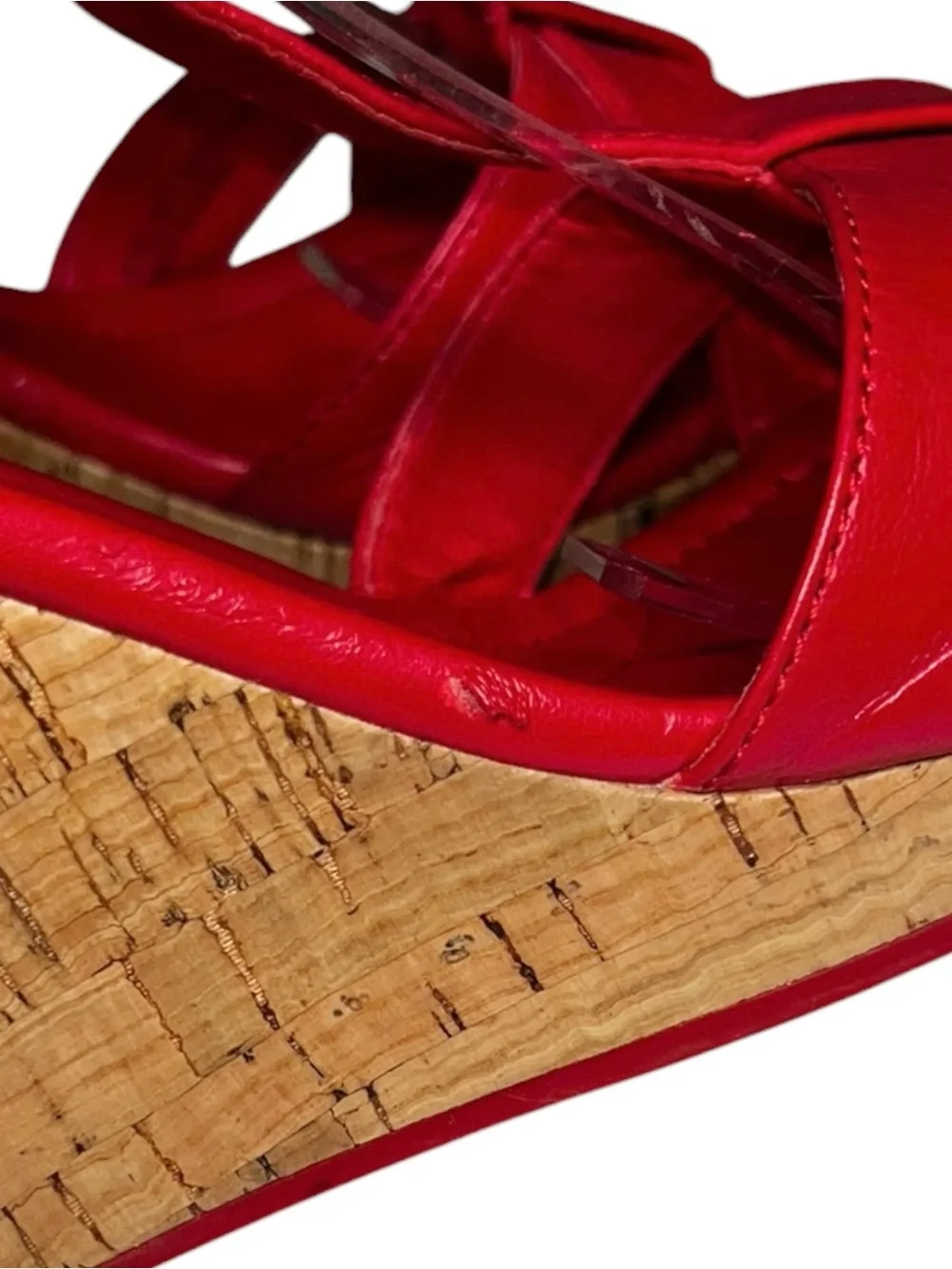🌻Cole Haan Ayla Wedge Sandals Red Cork Platform Size 6.5 {FLAW - PLEASE READ}